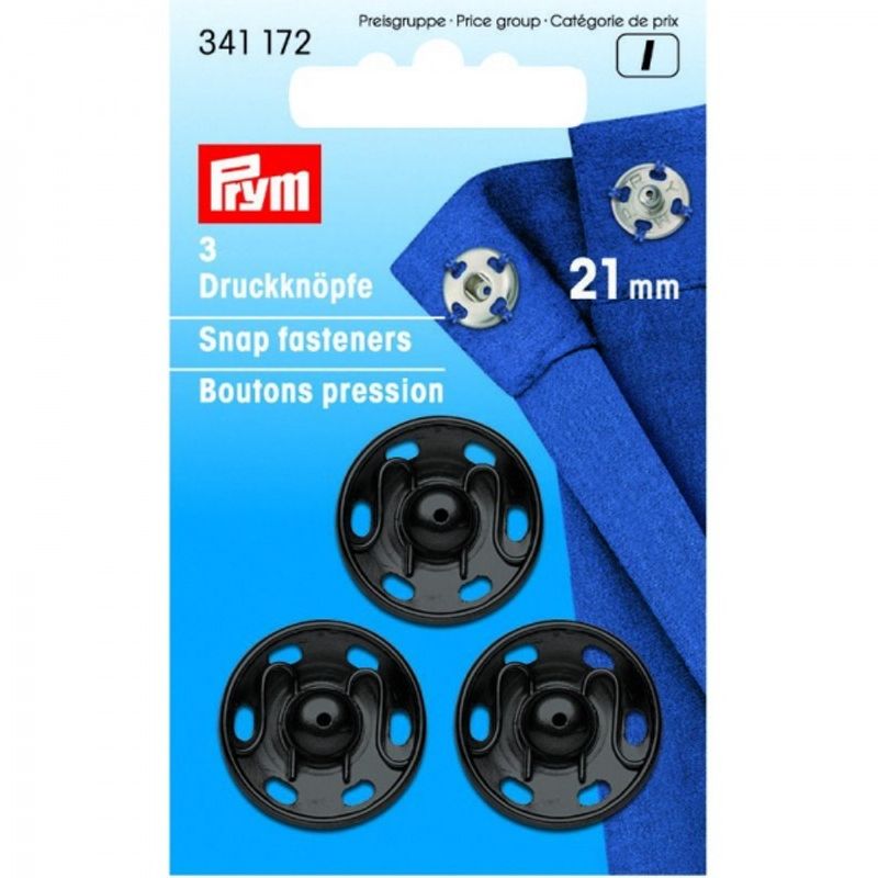 Trykknapper 21 mm -Svart