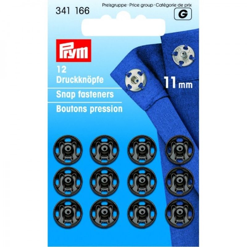 Trykknapper 11 mm -Svart