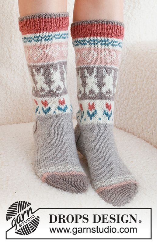 Påskesokker Dancing Bunny Socks beige/rosa
