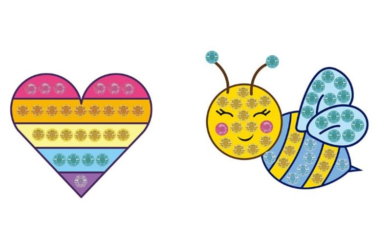 Diamond Dotz Quick Dotz stickers - Bie og hjerte
